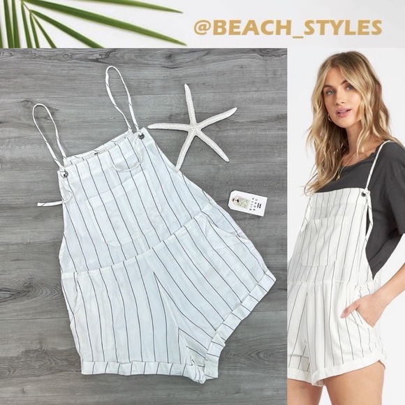 Billabong Pants - 🔆BILLABONG🔆 Wild Pursuit White Striped Short Overalls ROMPER